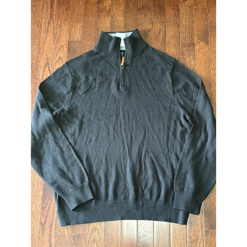 J.Crew Mens Black 100% Cotton Quarter Zip Sweater Mock Neck XL BF091 NWT